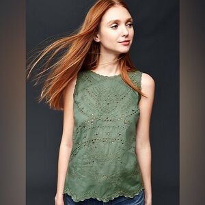 Gap Embroidered Eyelet Scalloped Tank